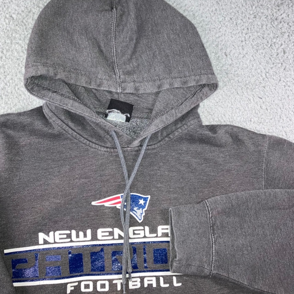 NFL New‎ England Patriots Hoodie Men L Faded Gray Retro Relaxed Y2K 90s Gorpcore
